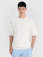 Bluzy męskie - 4F Bluza dresowa z krótkim rękawem bez kaptura męska - biała S - miniaturka - grafika 1