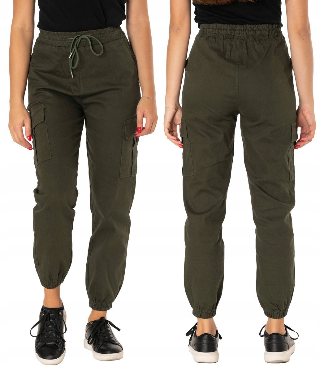 Bojówki Cargo Spodnie Damskie Wysoki Stan LQ009 27