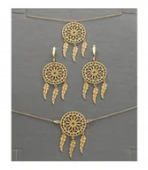 Zestawy biżuterii dla kobiet - Złoty Komplet z ŁAPACZEM SNÓW srebro 925 PUDEŁKO DUŻY Łapacz snów 40 cm - miniaturka - grafika 1