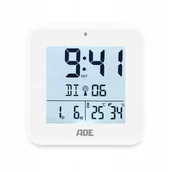 Stacje pogodowe - Zegar Elektroniczny z Termometrem i Higrometrem Ade 8 x 3,5 x 8 cm biały - miniaturka - grafika 1