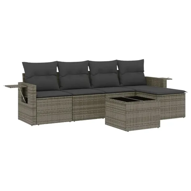 Modułowy zestaw wypoczynkowy z rattanem PE szary 55 x 62 x 69 cm