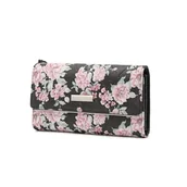 Portfele - Miss Lulu Portfel damski duży portfel ze sztucznej skóry z 12 przegródkami na karty i kieszonką na monety i okienkiem na zdjęcia ze skóry PU, prezent dla kobiet, czarny, jeden rozmiar - miniaturka - grafika 1