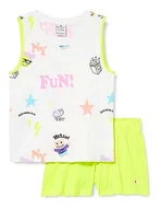 Koszulki i topy damskie - Champion Dziewczęca Legacy Fun Club-All Over-Tank Top & Shorts komplet, (biały/neonowy żółty), 3-4 Lata - miniaturka - grafika 1