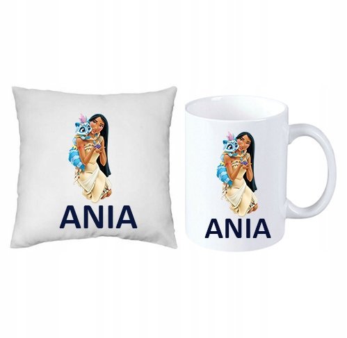 Pocahontas ZESTAW PODUSZKA + KUBEK + IMIĘ