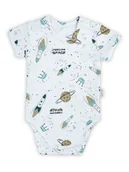 Body dla niemowląt - Niemowlęce body z krótkim rękawem kosmos białe Nicol,r.68 - miniaturka - grafika 1