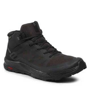 Buty trekkingowe męskie - Trekkingi Salomon Outrise Mid Gtx L47143500 Black/Black/Phantom - grafika 1