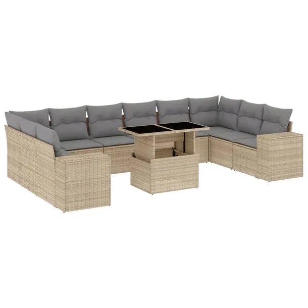 Zestaw Mebli Ogrodowych Rattan PE Beżowy 62x62x69 cm