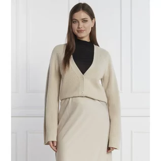 Swetry damskie - Calvin Klein Wełniany kardigan | Regular Fit - grafika 1