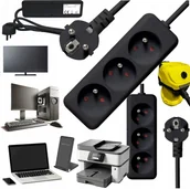 Listwy zasilające - Listwa zasilająca Bounn BOUNN listwa zasilajÄ ca 3 gniazda 5 m czarna 16A - miniaturka - grafika 1