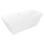 Wanny - Mexen Tava wanna wolnostojąca ryflowana 170 x 75 cm, biała, przelew gun gray szczotkowany - 52851707500-66 - miniaturka - grafika 1
