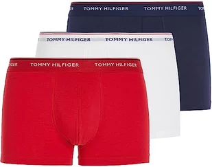 Tommy Hilfiger Trunk 3p Bokserki (szorty) Mężczyźni, White/Tango Red/ Peacoat, L - Spodenki damskie - miniaturka - grafika 1