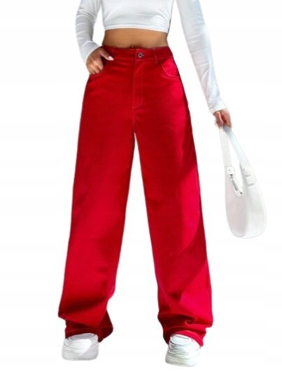 SHEIN JEANSY DAMSKIE CZERWONE GŁADKIE 36 ŁRT