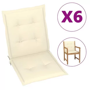 vidaXL Poduszki na krzesła ogrodowe, 6 szt., kremowe, 100x50x4 cm - Poduszki ogrodowe - miniaturka - grafika 1