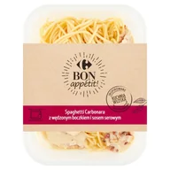 Szybkie dania obiadowe - Carrefour Bon appétit! Spaghetti Carbonara z wędzonym boczkiem i sosem serowym 400 g - miniaturka - grafika 1