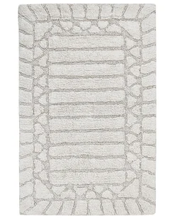 BELIANI Dywanik łazienkowy beżowy bawełniany 60 x 90 cm prostokątny kształtReplika acyjny wzór mata łazienkowa nowoczesny design - Dywaniki łazienkowe - miniaturka - grafika 1
