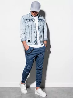 Kurtki męskie - Kurtka męska jeansowa katana - V1 jasny jeans C441 - M - Ombre Clothing - grafika 1