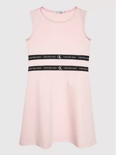 Sukienki i spódniczki dla dziewczynek - Calvin Klein Jeans Sukienka codzienna Punto Logo IG0IG01413 Różowy Slim Fit - grafika 1