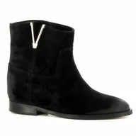 Botki damskie - Czarne botki na koturnie z zamszu CARINII - Carinii - miniaturka - grafika 1