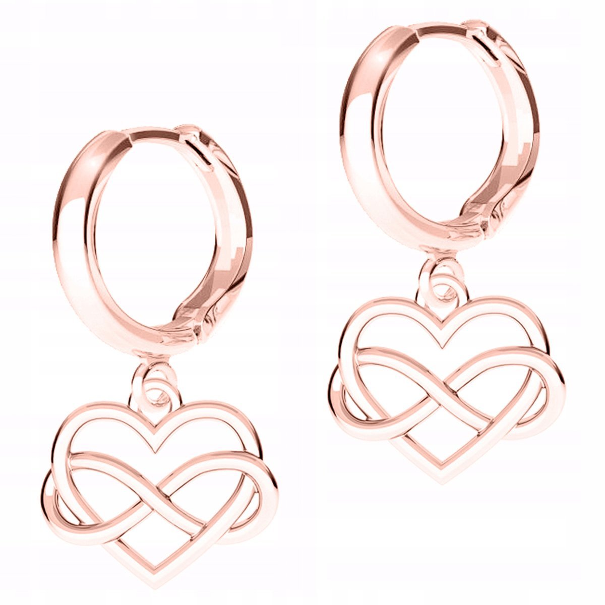 Kolczyki Pozłacane Serca Serduszka Nieskończoność z Serduszkiem SREBRO 925