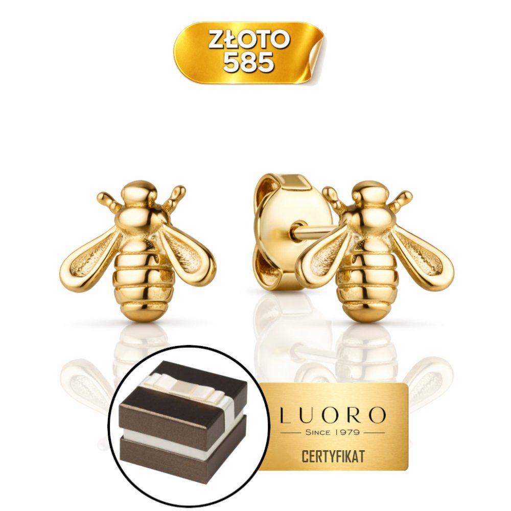 KOLCZYKI ZŁOTE 585 14K PSZCZÓŁKI MAŁE 6 MM DELIKATNE SZTYFT
