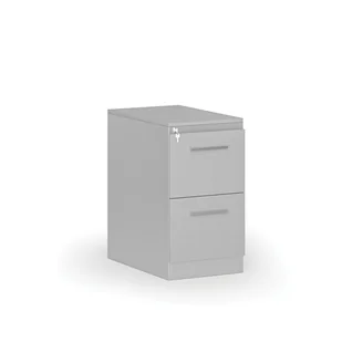 Kartoteka metalowa KOMBI z drewnianym frontem A4, 2 szuflady, szary/szary - Szafy biurowe - miniaturka - grafika 1