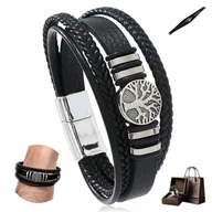 Bransolety męskie - Bransoletka Skórzana Męska Włoska Gruba Elegancka Bransoleta Na Rękę - miniaturka - grafika 1