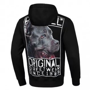 Bluzy sportowe męskie - Pit Bull Bluza Z Kapturem Męska Origin Czarna - grafika 1