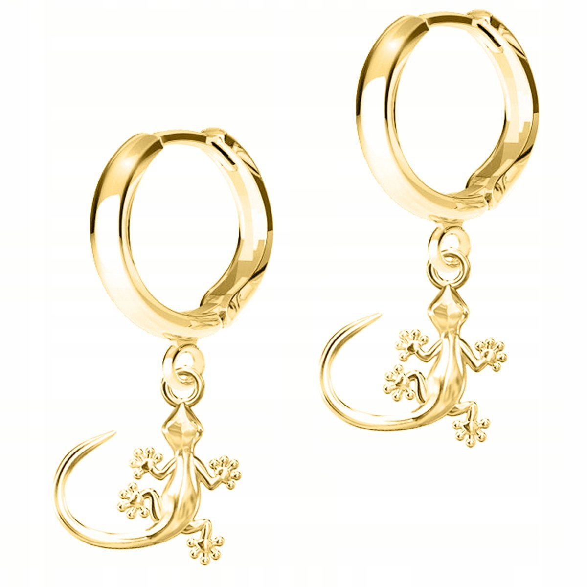 Złote Kolczyki z Jaszczurkami Zwierzęta Gady Jaszczurki SREBRO 925