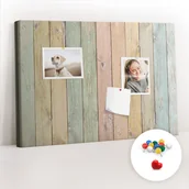 Tablice i flipcharty - Szkolna Tablica korkowa 60x40 cm, Kolorowe Pinezki, wzór Kolorowe deski - miniaturka - grafika 1