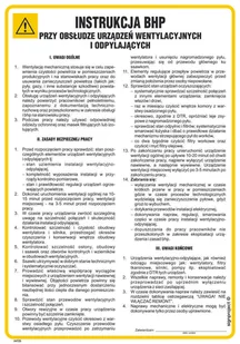 IAF25 INSTRUKCJA BHP PRZY OBSŁUDZE URZĄDZEŃ WENTYLACYJNYCH I ODPYLAJĄCYCH, PN - PŁYTA PCV 1MM; (245X350MM) - Instrukcje stanowiskowe BHP - miniaturka - grafika 1