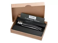 Noże - Opinel Slim nr 10 długość po otworzeniu: 22.5 cm drewno hebanowe pudełko na prezent torba nóż, wielokolorowa, One Size OP01708 - miniaturka - grafika 1