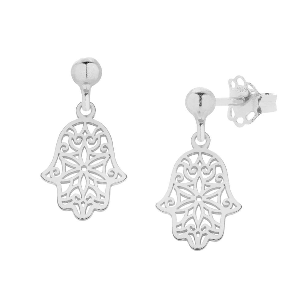 MYNESS Kolczyki srebrne z hamsą ręką fatimy