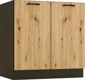 Szafki kuchenne - Stolkar Szafka pod zlew ANIKA D80ZL grafitowa/dąb artisan STOLKAR - miniaturka - grafika 1