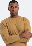 Koszulki męskie - Ombre Męski longsleeve BASIC z okrągłym dekoltem - musztardowy V10 OM-LSBL-0106 L - miniaturka - grafika 1