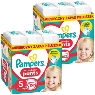 Zestaw Pampers Pants, pieluchomajtki, Junior, rozmiar 5, 12-17 kg, 2 x 152 sztuki - Pieluchy - miniaturka - grafika 1