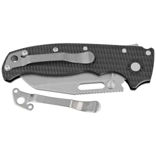 Nóż składany Demko AD20.5 Shark Foot Black Grivory, Stonewashed D2 by Andrew Demko (205-BLK-D2-EP) - Noże - miniaturka - grafika 7