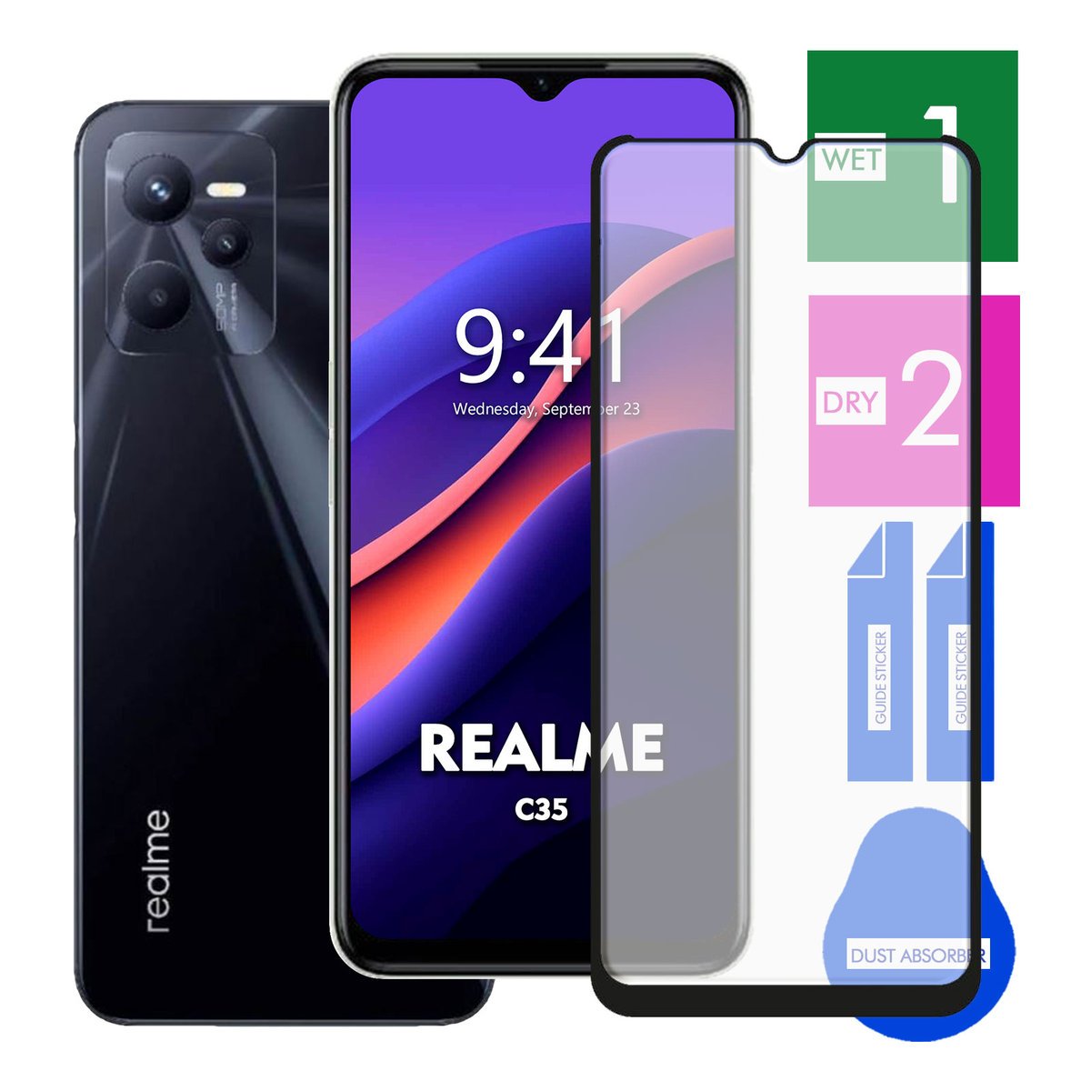 SZKŁO HARTOWANE DO REALME C35 NA TELEFON PEŁNE CAŁY EKRAN 9H 5D