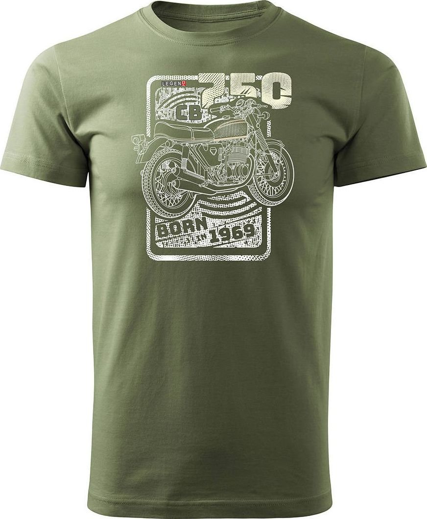 Topslang Koszulka motocyklowa z motocyklem Honda CB 750 męska khaki REGULAR L