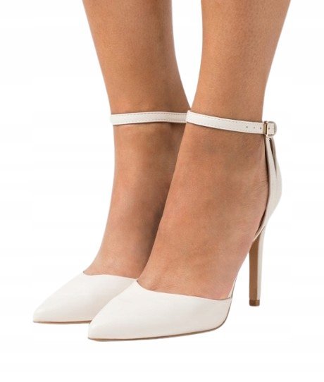 ONLY ELEGANCKIE CZÓŁENKA BEŻOWE Z PASKIEM NA SŁUPKU 40 T7D