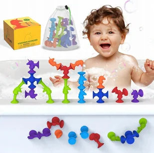 Klocki Gumowe Sensoryczne Kreatywne Montessori Przyssawki Do Kapieli 11 El. - Klocki - miniaturka - grafika 1