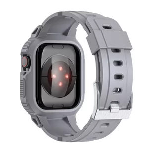 Pasek do zegarka Apple 41 mm / 40 mm / 38 mm Silikon z etui odpornym na wstrząsy Szary - Akcesoria do smartwatchy - miniaturka - grafika 1