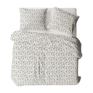 Pościel - Pościel flanelowa 160x200 613N biała wielokolorowa kwiaty na guziki Flanela Komfort - miniaturka - grafika 1