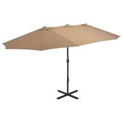 Parasole ogrodowe - vidaXL Parasol ogrodowy na słupku aluminiowym, 460 x 270 cm, taupe - miniaturka - grafika 1