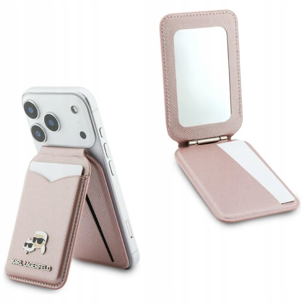 Portfel z lusterkiem Karl Lagerfeld Stand Mirror MagSafe różowy