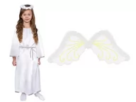 Stroje karnawałowe - ZESTAW SUKIENKA ANIOŁEK BIAŁY 146-158 2el - miniaturka - grafika 1