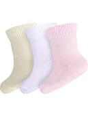 Skarpetki dla dzieci - 3 pak Niemowlęce skarpetki bawełniane gładkie białe, ecru i różowe Milusie r.9/10 - MILUSIE - miniaturka - grafika 1
