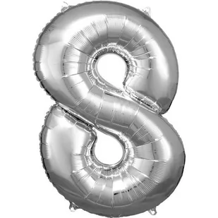 Balon foliowy cyfra 8 srebrny 83 cm - Balony i akcesoria - miniaturka - grafika 1