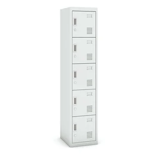 B2B Partner Szafka szatniowa 5-drzwiowa, zamek cylindryczny, 1800 x 380 x 450 mm, szara/szara CY-020 RAL7035/7035 - Szafki BHP - miniaturka - grafika 1
