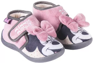 Buty dla dziewczynek - Dziewczęce miękkie domowe kapcie Myszka Minnie Pudrowy Róż - grafika 1