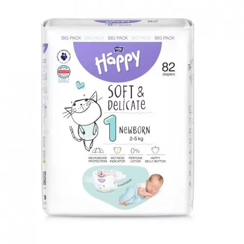 Bella Baby Happy Soft & Delicate Newborn 1 Pieluszki 2-5kg, 82szt.